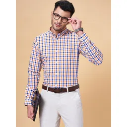 Peregrine by Pantaloons Gingham Checked Slim Fit Cotton Formal Shirt-picture-14