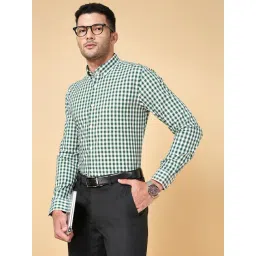 Peregrine by Pantaloons Green Cotton Slim Fit Checks Shirt-picture-27