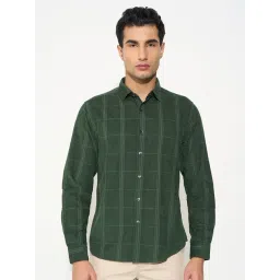 Peregrine By Pantaloons Green Regular Fit Checks Shirt-picture-45