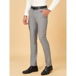 Peregrine by Pantaloons Grey Slim Fit Self Pattern Trousers-picture-13