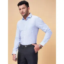 Peregrine by Pantaloons Light Blue Cotton Slim Fit Checks Shirt-picture-28