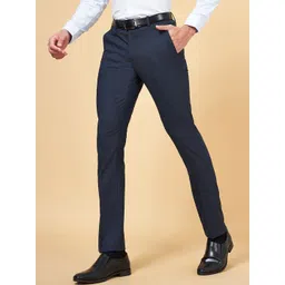 Peregrine by Pantaloons Men Checked Slim Fit Low-Rise Trousers-picture-36