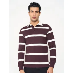Peregrine by Pantaloons Men Shirt Collar Striped Pullover Sweatshirt-picture-20