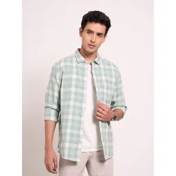 Peregrine by Pantaloons Men Slim Fit Tartan Checks Opaque Casual Shirt-picture-30