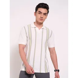 Peregrine by Pantaloons Men Striped Polo Collar Raw Edge T-shirt-picture-19