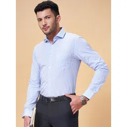 Peregrine by Pantaloons Micro Checked Slim Fit Cotton Formal Shirt-picture-15