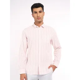 Peregrine By Pantaloons Pink Cotton Regular Fit Striped Shirt-picture-36