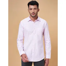 Peregrine by Pantaloons Pink Cotton Slim Fit Striped Shirt-picture-11