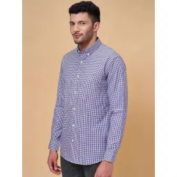 Peregrine by Pantaloons Purple Cotton Slim Fit Checks Shirt-picture-21