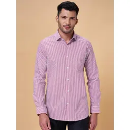Peregrine by Pantaloons Red Cotton Slim Fit Striped Shirt-picture-38