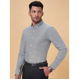 Peregrine by Pantaloons Slim Fit Button Down Collar Opaque Striped Cotton Formal Shirt-picture-24