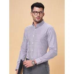 Peregrine by Pantaloons Slim Fit Opaque Striped Cotton Formal Shirt-picture-16
