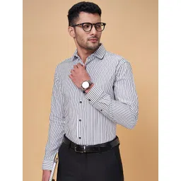 Peregrine by Pantaloons Slim Fit Opaque Striped Cotton Formal Shirt-picture-17