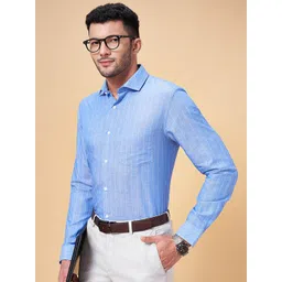 Peregrine by Pantaloons Slim Fit Opaque Striped Cotton Formal Shirt-picture-18