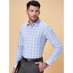 Peregrine by Pantaloons Slim Fit Tartan Checks Opaque Cotton Formal Shirt-picture-15