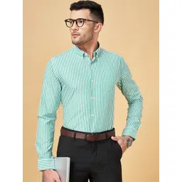 Peregrine by Pantaloons Slim Fit Vertical Striped Button Down Collar Cotton Formal Shirt-picture-29