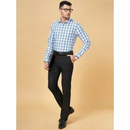 Peregrine by Pantaloons Teal Blue Cotton Slim Fit Checks Shirt image 5