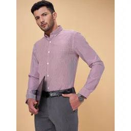Peregrine by Pantaloons Vertical Striped Slim Fit Cotton Formal Shirt-picture-25