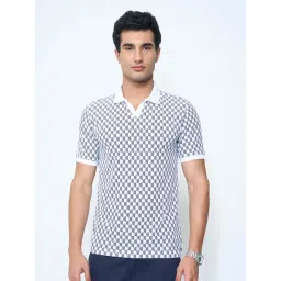Peregrine By Pantaloons White Slim Fit Geometric Polo T-Shirt-picture-23