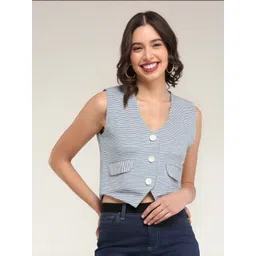 perfect productions Striped Women Waistcoat-picture-25