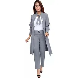 perfectpivot Women's Elegant 3 Piece Cotton Lycra Jumpsuit 3 Piece Maxi Dress - Solid Color, 3/4 Sleeves, Casual Ensemble-picture-12