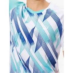 PERFLY By Decathlon Men White & Turquoise Regular Fit T-Shirt image 4