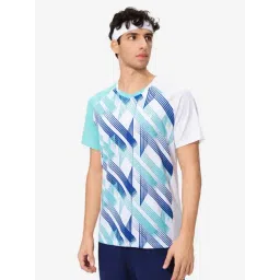 PERFLY By Decathlon Men White & Turquoise Regular Fit T-Shirt image 1