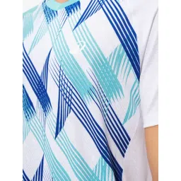 PERFLY By Decathlon Men White & Turquoise Regular Fit T-Shirt image 5