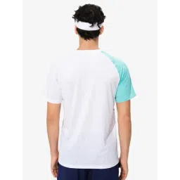 PERFLY By Decathlon Men White & Turquoise Regular Fit T-Shirt image 2