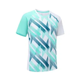 PERFLY By Decathlon Men White & Turquoise Regular Fit T-Shirt image 3