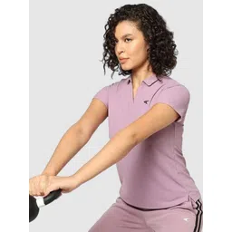 Performax Women Solid Polo Collar T-shirt image 1