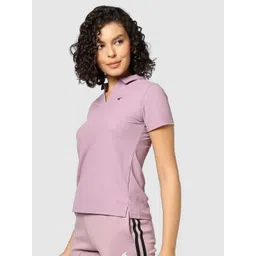 Performax Women Solid Polo Collar T-shirt image 3