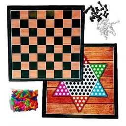 perico Double Sided Game Chess+Chinese Checker With Plastic Chess goti, checker goti 30 cm Chess Board-picture-36