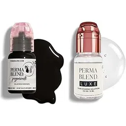 Perma Blend Set - Tattoo Ink Set for Permanent Makeup - Vegan Microblading Pigment & Tattoo Supplies for Permanent Makeup - Blackish Brown and Thin Shading Solution 15ml Each-picture-26