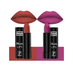 PERPAA Creamy Matte Set Of 2 Long Lasting Bullet Lipstick - Red bloom 55 - Rose Magenta 58-picture-10