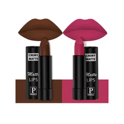 PERPAA Creamy Matte Set Of 2 Long Stay Intense Lipstick - Cocoa Brown 67-Strawberry Pink 9-picture-31