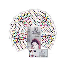 PERPAA Set of 16 Premium Velvet Multicolor Kumkum Bindi Flaps - Multicolored-picture-31