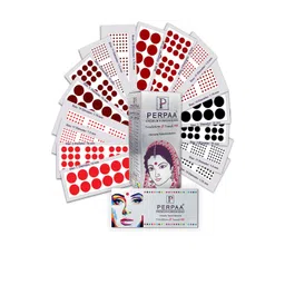 PERPAA Set of 16 Premium Velvet Sticker Kumkum Bindi Flaps - Red + Maroon + Burgundy + Black-picture-14