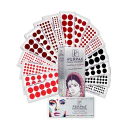 PERPAA Set of 16 Premium Velvet Sticker Kumkum Bindi Flaps - Red + Maroon + Burgundy + Black-picture-19