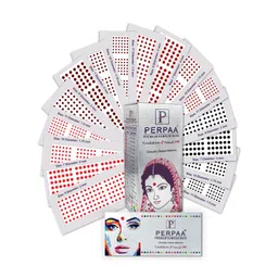 PERPAA Set of 16 Premium Velvet Sticker Kumkum Bindi Flaps - Red + Maroon + Burgundy + Black-picture-29