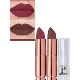 PERPAA Set Of 2 Antique Velvet Matte Lipstick With Jojoba Oil - Brown 67 & Red Apple 80-image-42