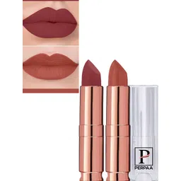 PERPAA Set Of 2 Antique Velvet Matte Lipstick With Jojoba Oil - Nude 62 & Brick Red 110-image-41