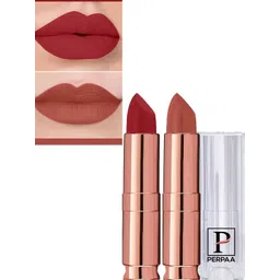 PERPAA Set Of 2 Antique Velvet Matte Lipstick With Jojoba Oil - Nude 62 & Rose Red 86-image-44