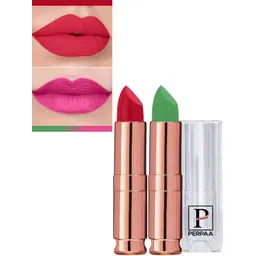 PERPAA Set Of 2 Antique Velvet Matte Lipstick With Jojoba Oil - Red 55 & Natural Pink 305-image-40