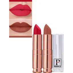 PERPAA Set Of 2 Antique Velvet Matte Lipstick With Jojoba Oil - Red 55 & Nude Brown 111-image-32