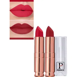 PERPAA Set Of 2 Antique Velvet Matte Lipstick With Jojoba Oil - Red 55 & Rose Red 86-image-35