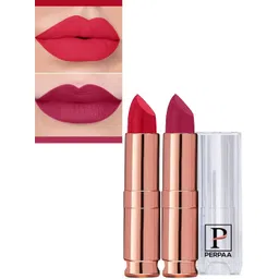 PERPAA Set Of 2 Antique Velvet Matte Lipstick With Jojoba Oil - Red 55 & Ruby Pink 84-image-3