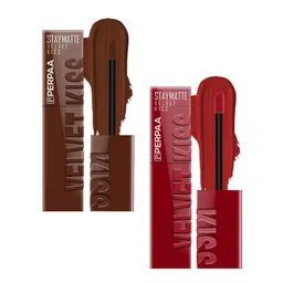 PERPAA Set Of 2 Staymatte Velvet Kiss Liquid Lipstick- 3.5ml Each-Dark Brown- Cherry Red-image-5