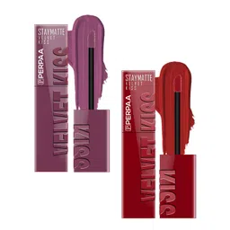 PERPAA Set Of 2 Velvet Kiss Matte Liquid Lipsticks- 3.5 ml Each-Dark Muave-Bright Maroon-picture-28