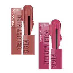 PERPAA Set Of 2 Velvet Kiss Matte Liquid Lipsticks- 3.5 ml Each- Nude - Nude Pink-picture-23